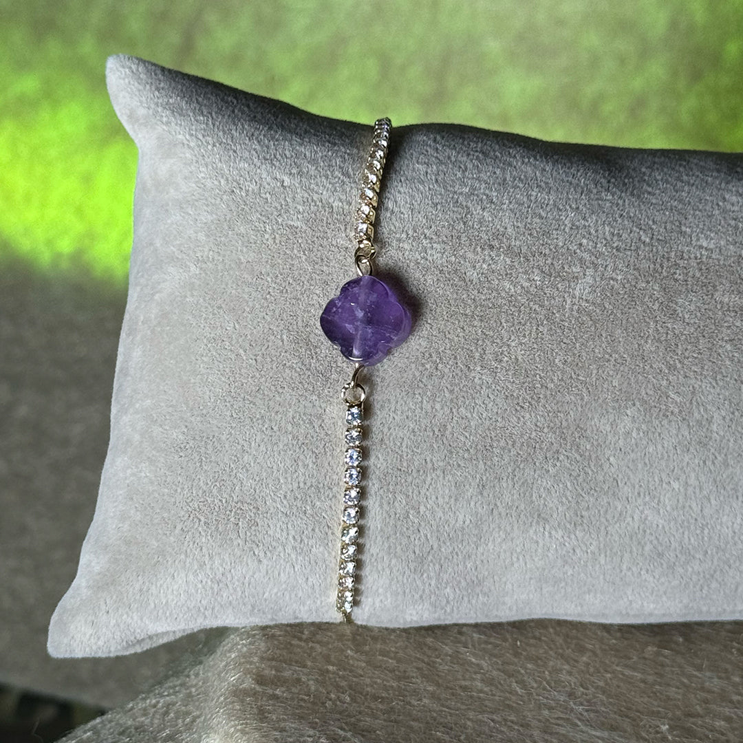 Gemour Violet Bloom – Doğal Ametist Taşı Bileklik